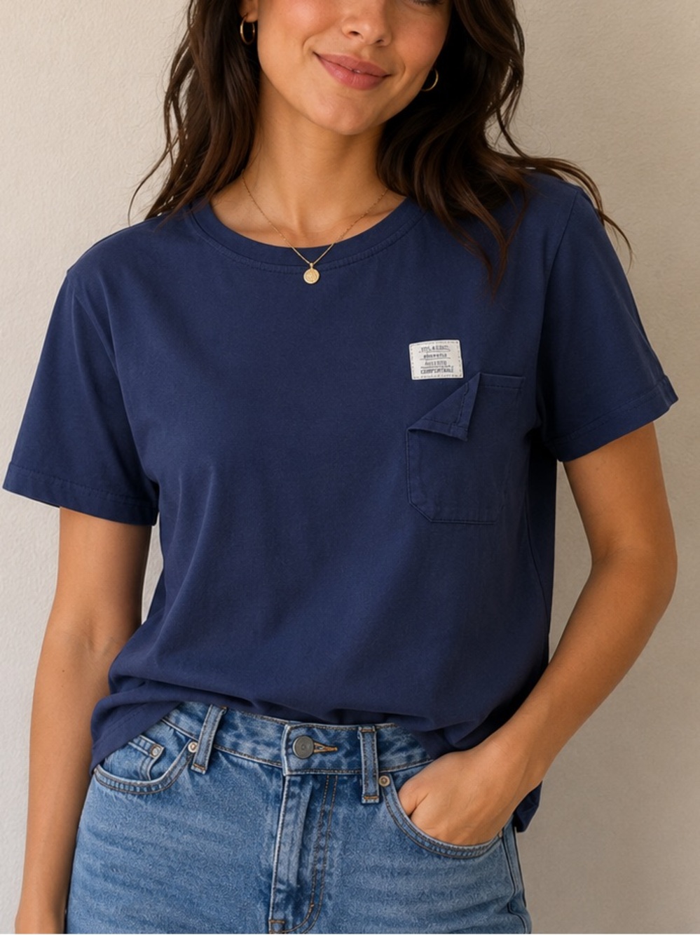 Dazy Classic Navy Short Sleeve Pocket Tee